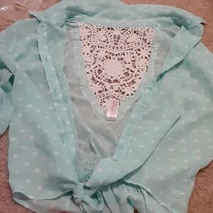Light blue polka dot blouse